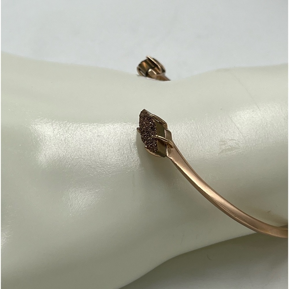 Kendra Scott Bianca Iridescent Rose Gold Druzy Bangle Bracelet Half‎ Open Cuff